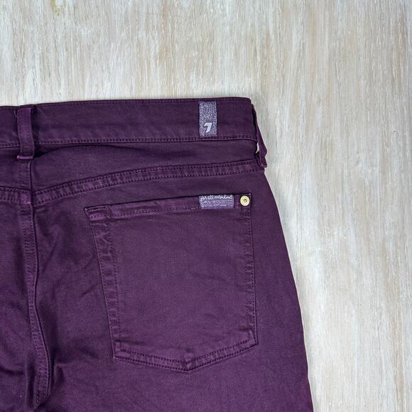 7 for all Mankind Burgundy Purple The Skinny Low Rise Stretch Casual Jeans 32 - Picture 8 of 16